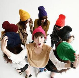 2012 hat male women's chromophous general wool blending knitted hat