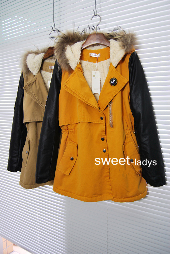 2012 high quality winter new style in length uniform wind jacket thicker PU fight skin lamb wool coat  ZL009