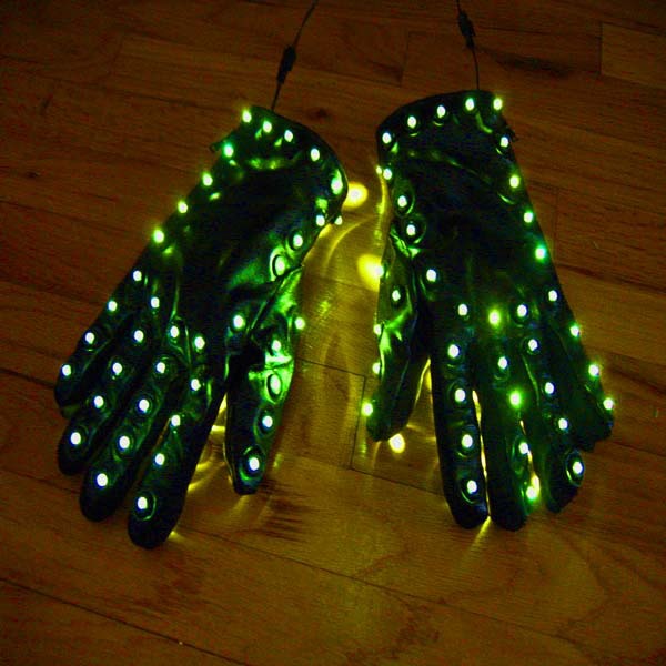 2012 hiphop full general leather gloves led gloves clothes accessories luminous gloves