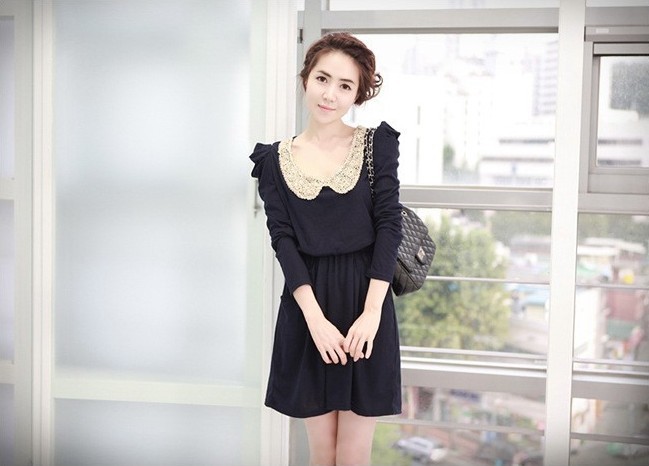 2012 Hitz doll collar thin large size women's leisure / Sequin Dress