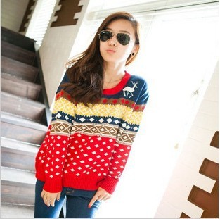 2012 Hitz genuine British rhombic lattice Christmas deer long-sleeved pullover.