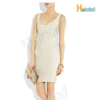 2012 HL newest arrival white bandage dress elastic celebrity dress Ladies Dress with free shipping