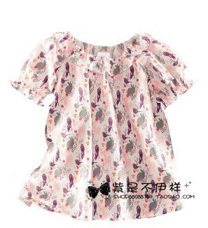 2012 hm 100% cotton onta female child cute shirt short-sleeve shirt