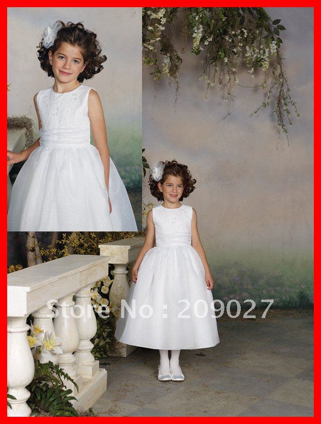 2012 Hot Free Shipping Designer Pretty Scoop Appliques Ball Gown Organza Flower Girl Dresses