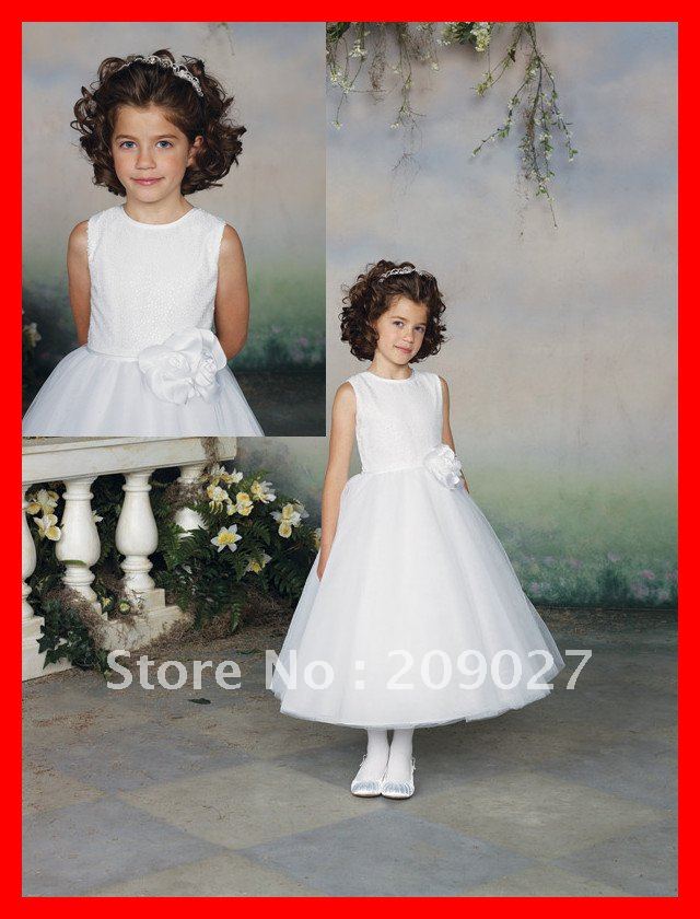 2012 Hot Free Shipping Designer Pretty Sleeveless Paillette Flower Ball Gown Organza Flower Girl Dresses