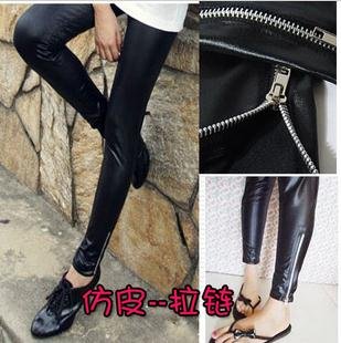 2012 hot Leggings/lady's fashion legging/women tights Jeans look/PU leather&Zipper design