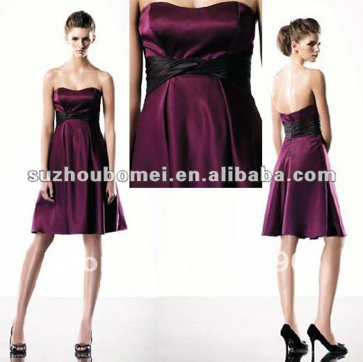 2012 hot New Style Short Custom-made Short Purple Black Sash Communion Dress