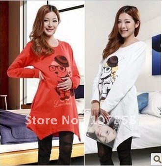 2012 Hot sale Autumn Irregular fashion Round neck loose Maternity T-shirt Maternity sweater Pregnant women T-shirt #RY~B05
