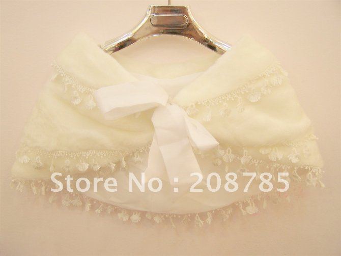 2012   Hot sale Free Shipping New Fashion Meters white artificial fur  Wedding Jackets and bow lace