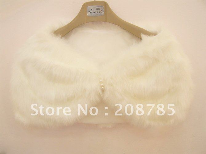 2012   Hot sale Free Shipping New Fashion Meters white artificial fur  Wedding Jackets lovely Fold