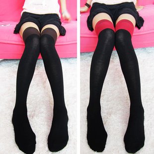 2012 Hot Sale! Free Shipping Over The Knee Socks Thigh High Cotton Stockings Thinner, 5 Colors