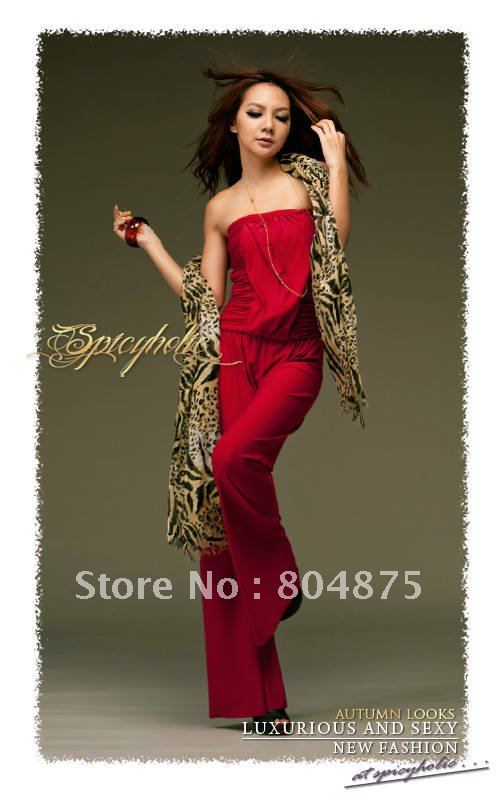 2012 hot-sale new fashion jumpsuit,His chest drape wiping a bosom,wide mouth pants,three colors,Free shipping