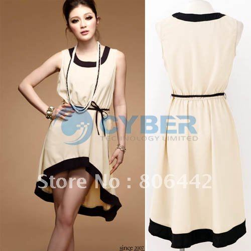 2012 HOT SALE New Fashion Women's Lady Vest Sleeveless Asymmetric Hem Dress Free Shipping