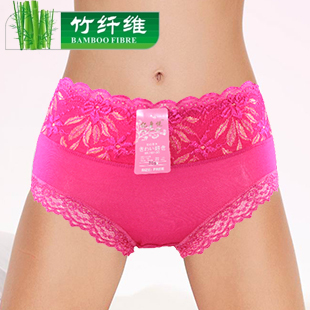2012 hot sale Panty high waist embroidered trigonometric panties female bamboo fibre lace decoration sexy panties
