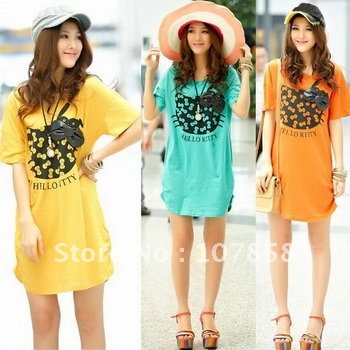 2012 Hot sale Summer Bowknot printing Round neck loose Maternity T-shirt Maternity sweater Pregnant women T-shirt #U3163