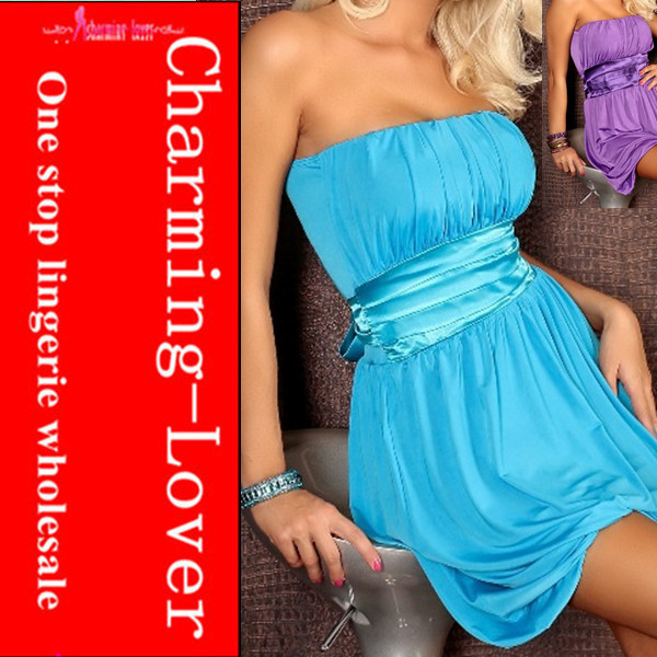 2012 Hot sell Fancy lady strapless casual dress 4 color mix order adult sexy ruffled clubwear  free shipping women dress