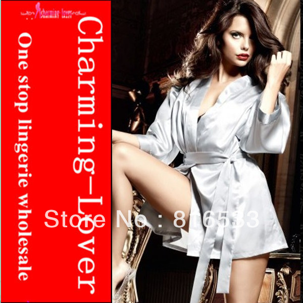 2012 Hot sell fashion sleepwear satin silk robe dress women gold and white sexy evenning dress 5pcs hot free shipping cheap