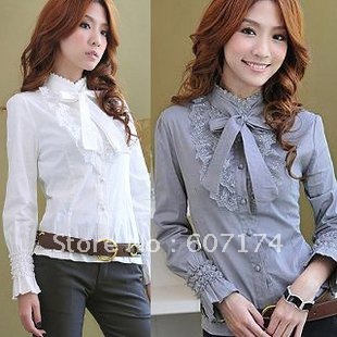 2012 Hot sell Korean style ladies skinny Lace shirt,OL shirt,casual shirt&blouse,#1087,Free shiping