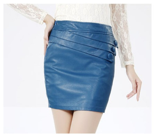 2012 Hot Sell Washed PU Leather Slim Sexy Mini Skirt Above Knee For Women,OL, Blue,Black,Red SL12113004