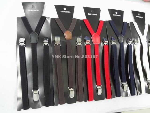 2012 Hot-selling 1.5CM Wide Clip-on Suspender Adjustable Elastic Unisex Pants Braces,5 Colors,Free Shipping