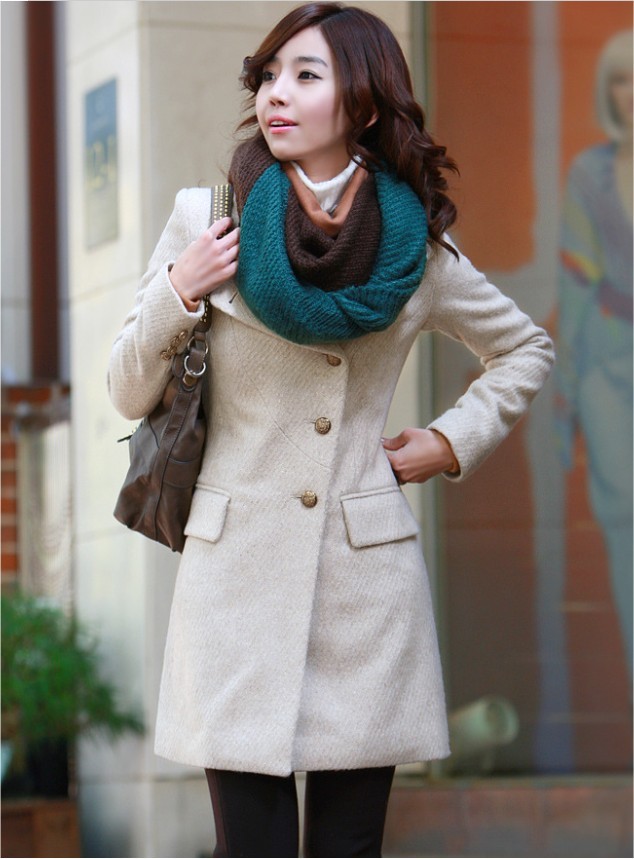2012 Hot Selling EMS Free shipping Fashion Women Winter Warm Ladies Slim Fit Single Breasted Trench Coat Jacket