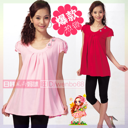2012 hot-selling fashion rhinestone pasted maternity top summer maternity clothing