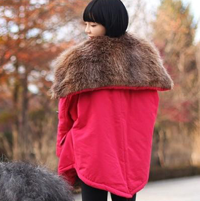 2012 hot-selling free shipping  fur large lapel cape wadded jacket cotton-padded jacket 68