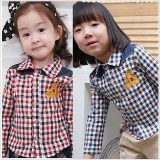 2012 Hot selling  girl Korean plaid long sleeve T-shirt cardigan jacket free shipping