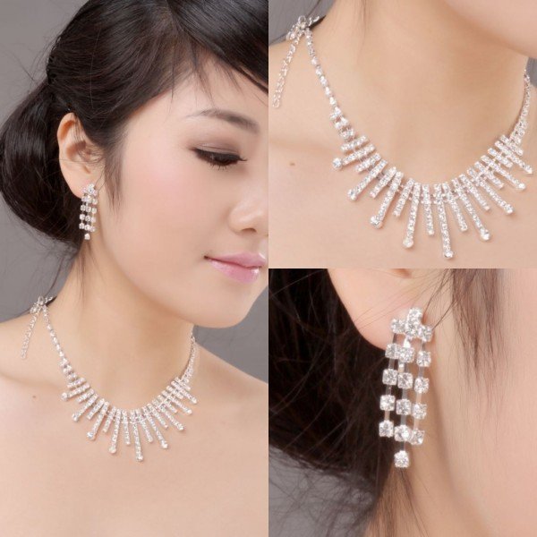 2012 Hot Selling God-Look Magnifient Rhinestone Wedding Necklace And Earring Sets XL-013