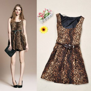 2012 hot-selling interdiffused sexy women's leopard print sleeveless vest one-piece dress