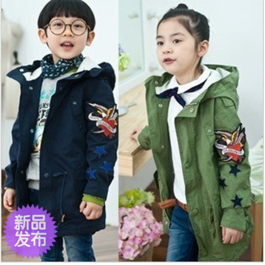 2012 hot-selling male female child formal paragraph trench za cotton cloth long-sleeve personalized embroidered outerwear