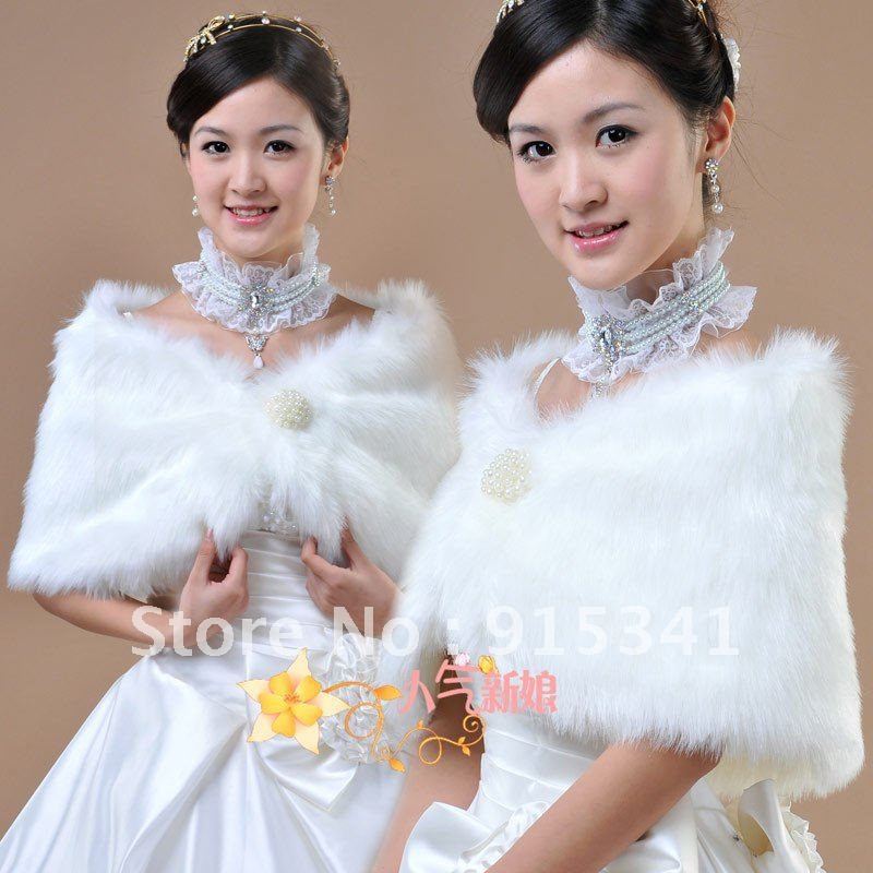 2012 Hot Selling Red Fur Bridal Wraps with Beadings
