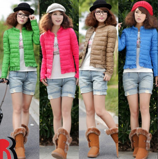 2012 hot selling Single breasted thin short design down coat women/slim spring winter thin candy color dwon jacket free shipping