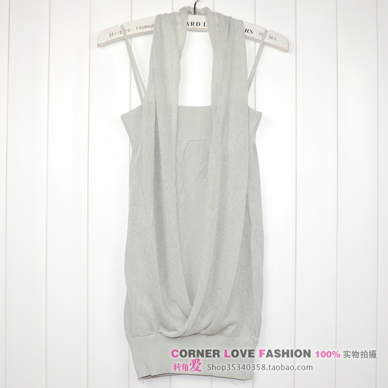 2012 hot-selling spring and autumn faux two piece halter-neck spaghetti strap vest knitted viscose cotton