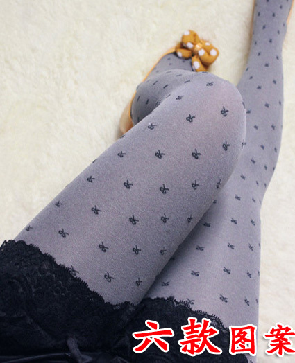 2012 Hot Selling Sweet bow meat velvet pantyhose legging stockings women casual fashion  pants
