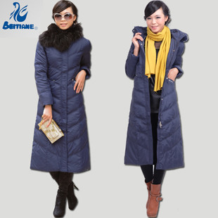 2012 hot-selling Ultra long women slim down coat,Velvet warm down jacket with a hoodie,outerwear,free shipping