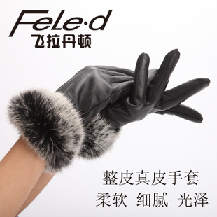 2012 hot-selling winter fashion thickening thermal women's genuine leather rex rabbit hair sheepskin gloves female