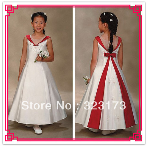 2012 hot white and red flower girl dress party wear well design nice princess dress