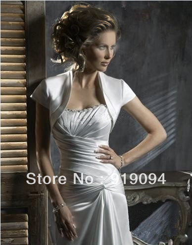 2012 hot wholesale free shipping satin wedding jacket bolero WJ002