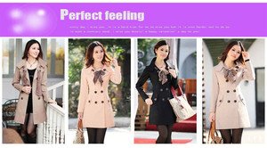 2012 Hot Womens Lady Double Breasted Long Trench  Scarf Coat Outwear M XXL