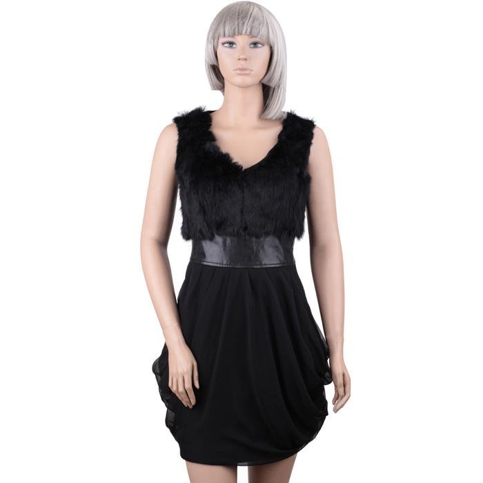 2012 HOTTEST .Contemporary fur tank top bowknot leather belt clubbing dress