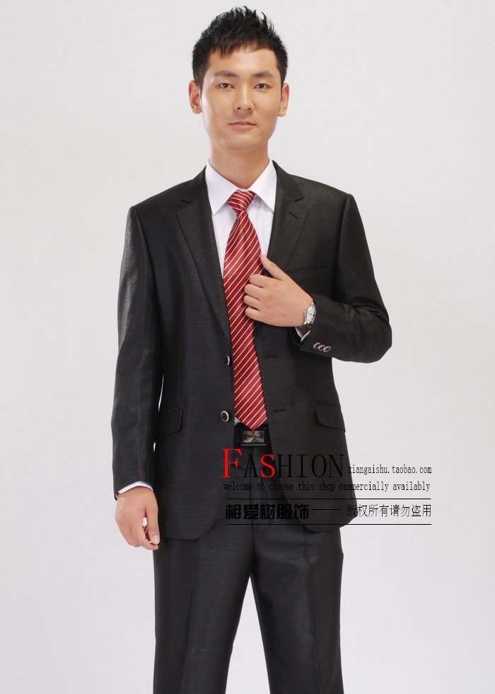 2012 HOTTEST Love tree silver Korean version of casual black men's self-cultivation suits the groom wedding dress