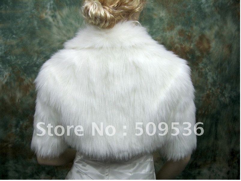 2012  Ivory elbow length sleeve faux fur bolero jacket   size:S ,M m, X-L