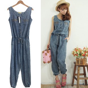 2012 Japanese new woman rivet pocket / waist lace vest, denim, piece pants A01206