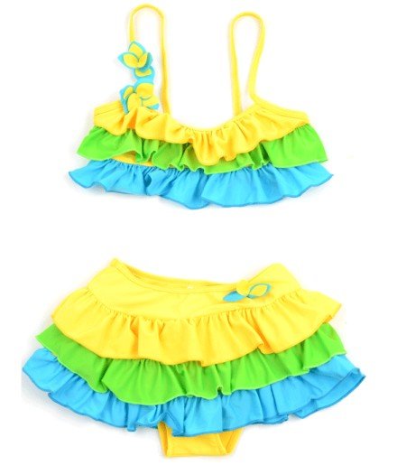 2012 kid Two Piece rainbow bikini 3~13T,child girl swimsuit,cute kid costumes,mini girl summer swimwear,fashion child beachwear