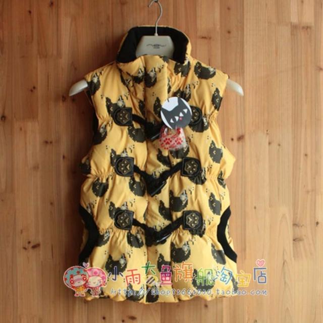 2012 kitten print slim short down coat vest vest Women yellow
