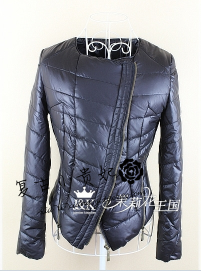 2012 knitted patchwork cotton-padded jacket zipper Women wadded jacket short jacket women