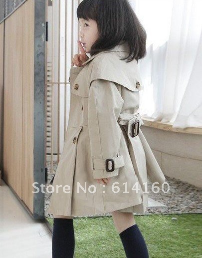 2012 Korea new spring and autumn clothing girls jacket double-sided buckle trench coat Free shiping