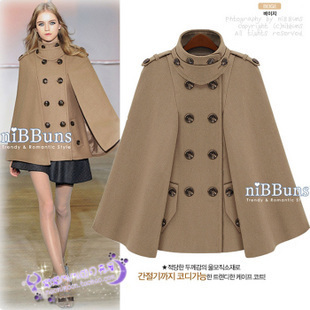 2012 KOREA STYLE[YZ035]fashion women's mantle cloak outerwear,woolen trench, wool &blends batwing coats jackets free shipping