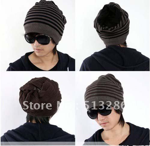 2012 Korean Hot couple wool hats for men and women, Double-sided can wear knitted cap, Can when scarf,multi-color, free shipping